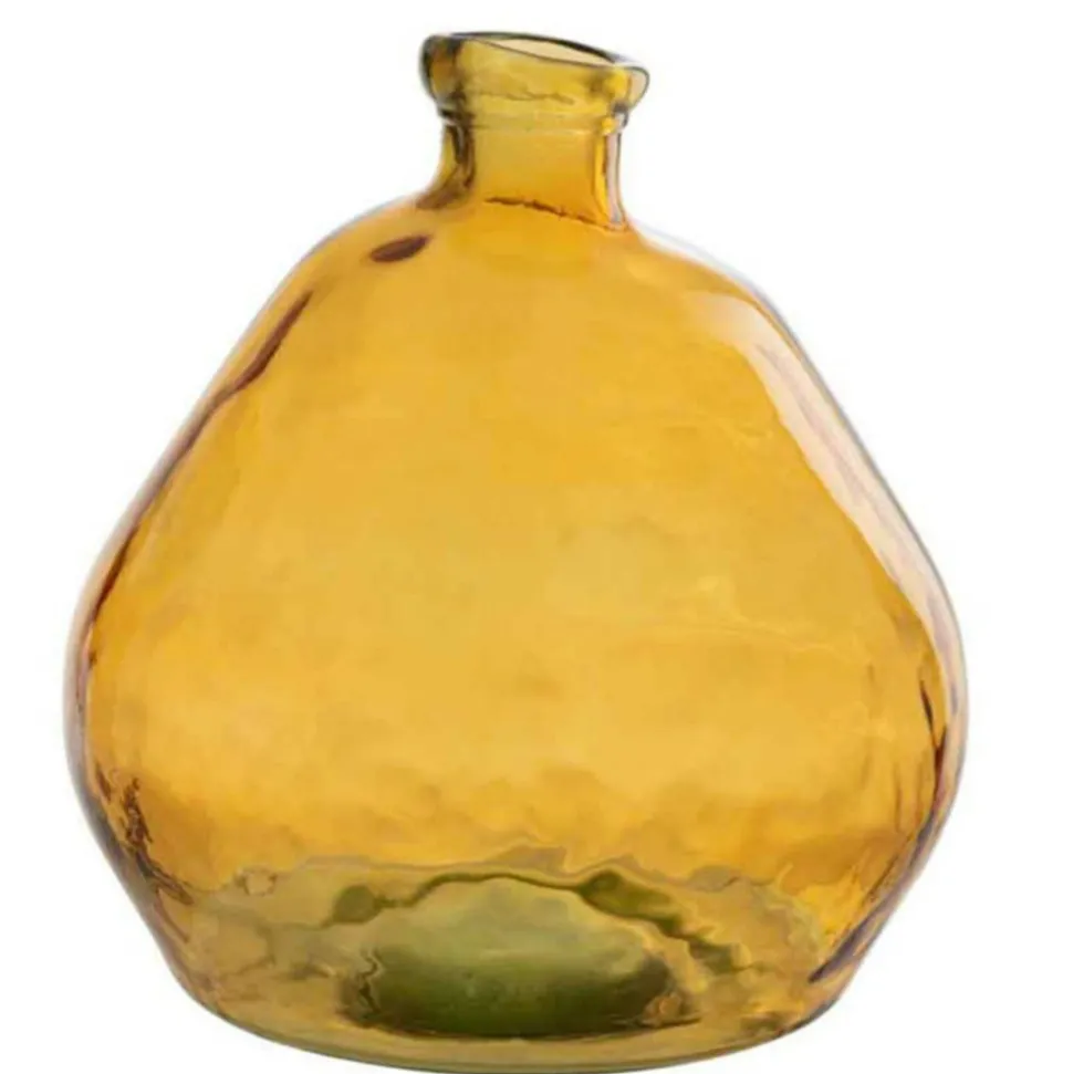 PARIS PRIX - Vase rond design en verre "laura" 47cm ocre