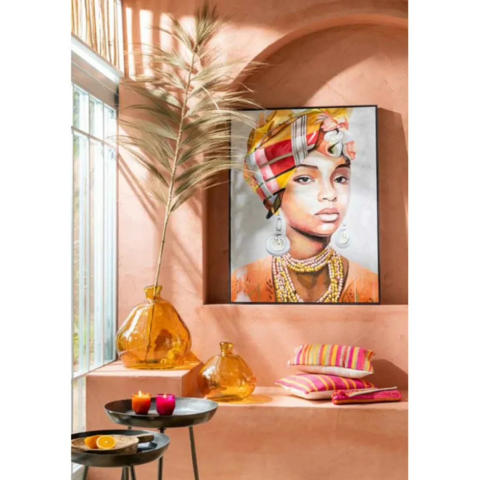 PARIS PRIX - Vase rond design en verre "laura" 47cm ocre