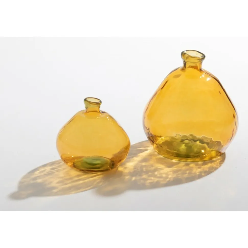 PARIS PRIX - Vase rond design en verre "laura" 47cm ocre