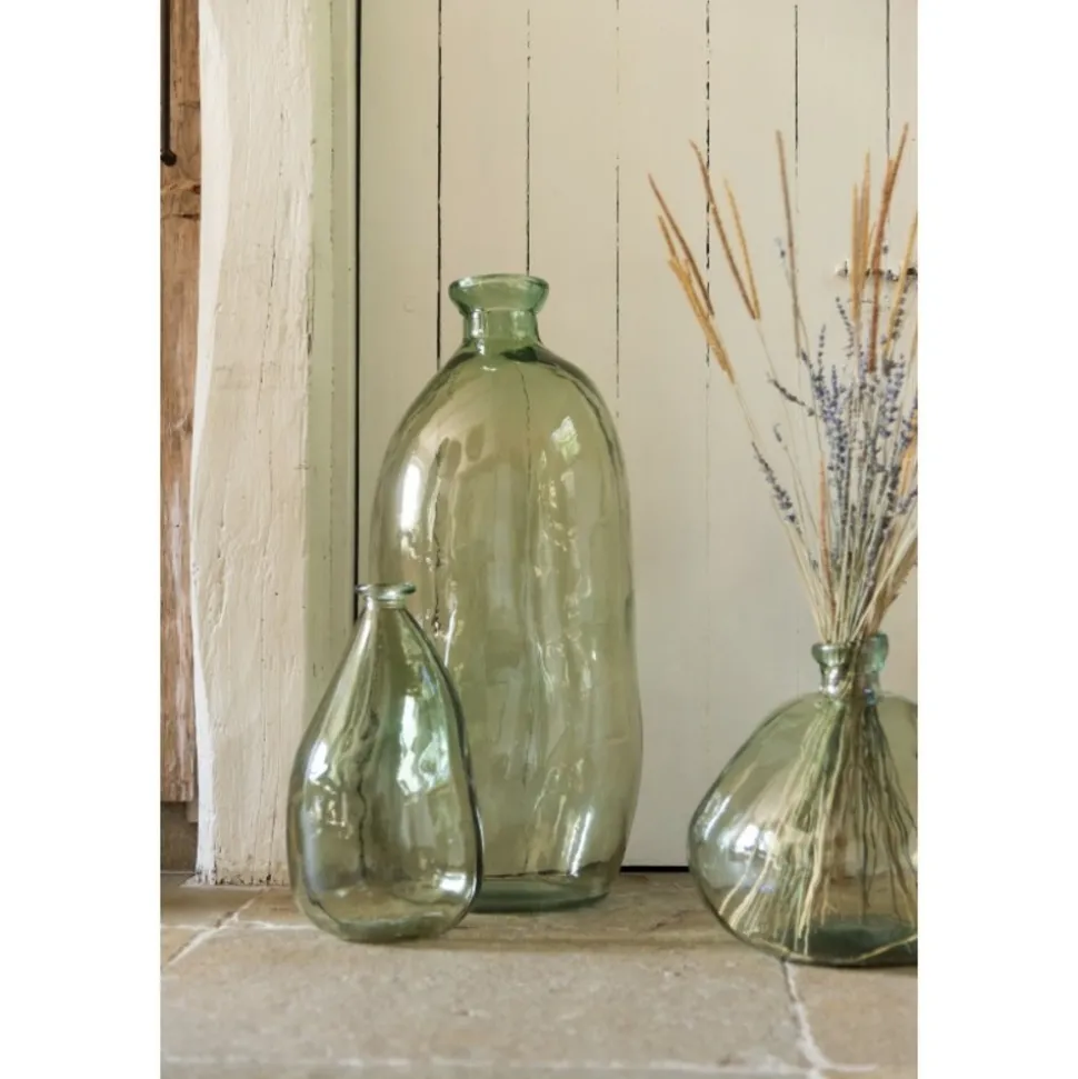 PARIS PRIX - Vase rond design en verre "laura" 73cm vert