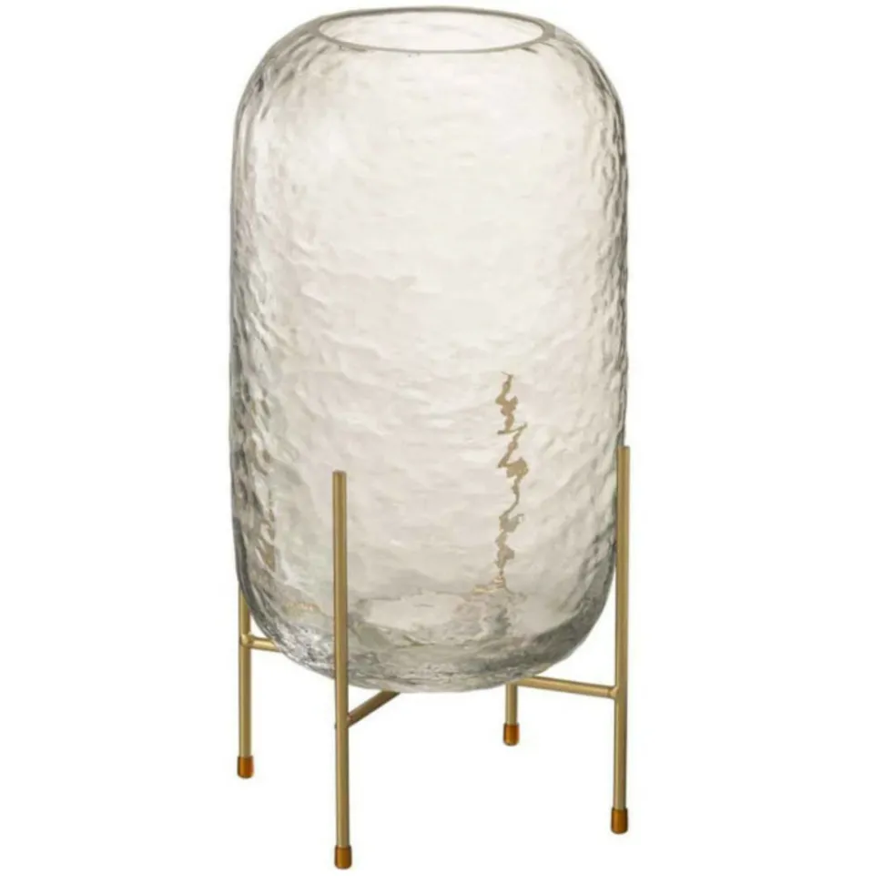 PARIS PRIX - Vase sur pied en verre "pieto" 30cm transparent