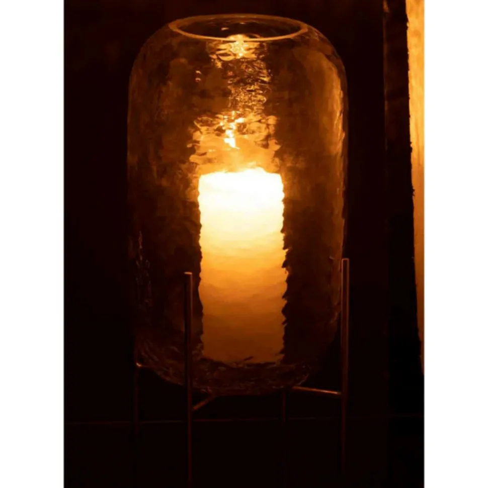 PARIS PRIX - Vase sur pied en verre "pieto" 30cm transparent