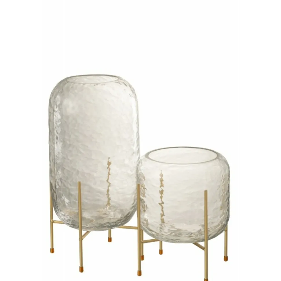 PARIS PRIX - Vase sur pied en verre "pieto" 30cm transparent