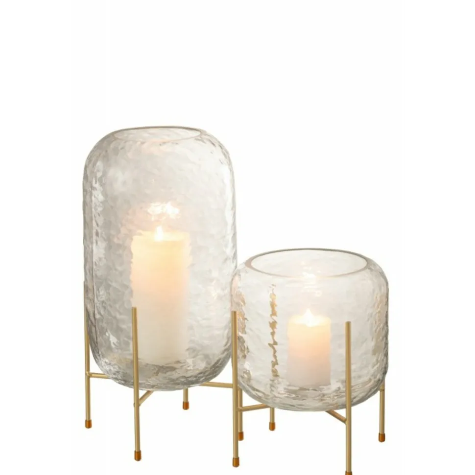 PARIS PRIX - Vase sur pied en verre "pieto" 30cm transparent