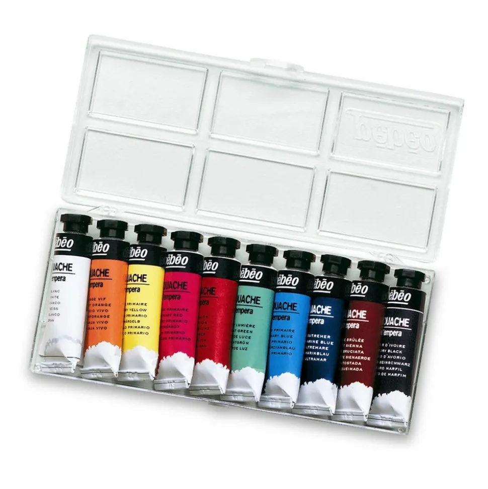 PÉBÉO - 10 tubes de gouache - 10 x 10 ml - couleurs assorties