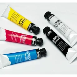 PÉBÉO - Boîte de 5 tubes de peinture gouache + palette - 5 x 10 ml