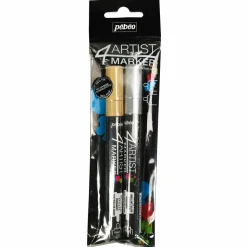 PÉBÉO - Duo de marqueurs base huile 4 mm - or et argent