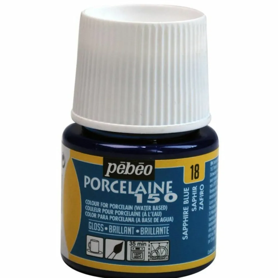 PÉBÉO - Peinture à l'eau brillante pour porcelaine - bleu saphir - 45 ml