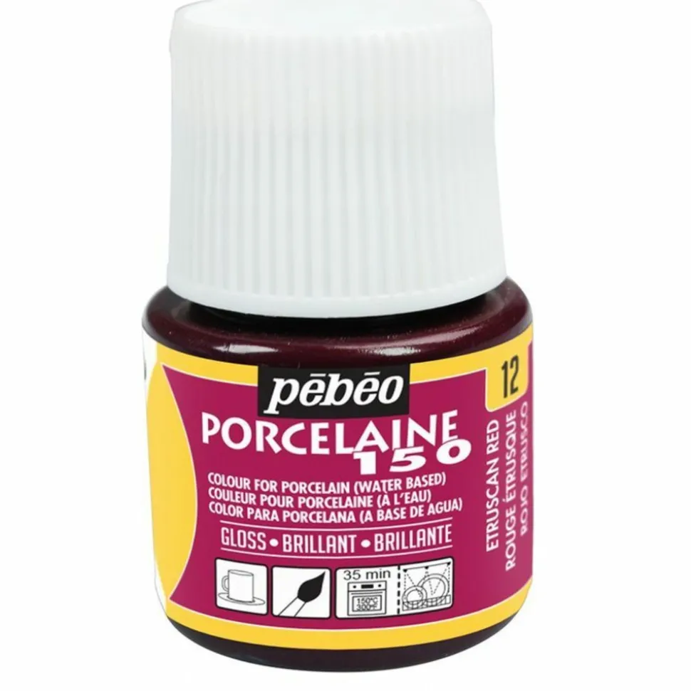 PÉBÉO - Peinture à l'eau brillante pour porcelaine - rouge étrusque - 45 ml