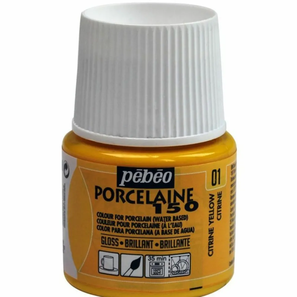 PÉBÉO - Peinture à l'eau brillante pour porcelaine - jaune citrine - 45 ml