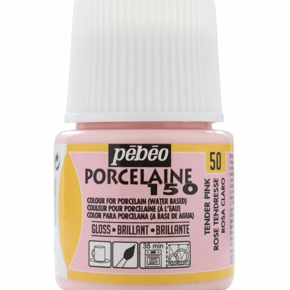 PÉBÉO - Peinture à l'eau brillante pour porcelaine - rose tendresse - 45 ml
