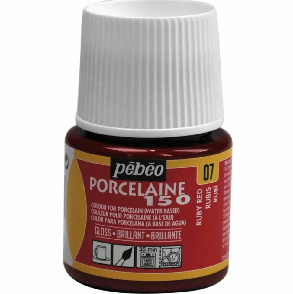 PÉBÉO - Peinture à l'eau brillante pour porcelaine - rubis - 45 ml
