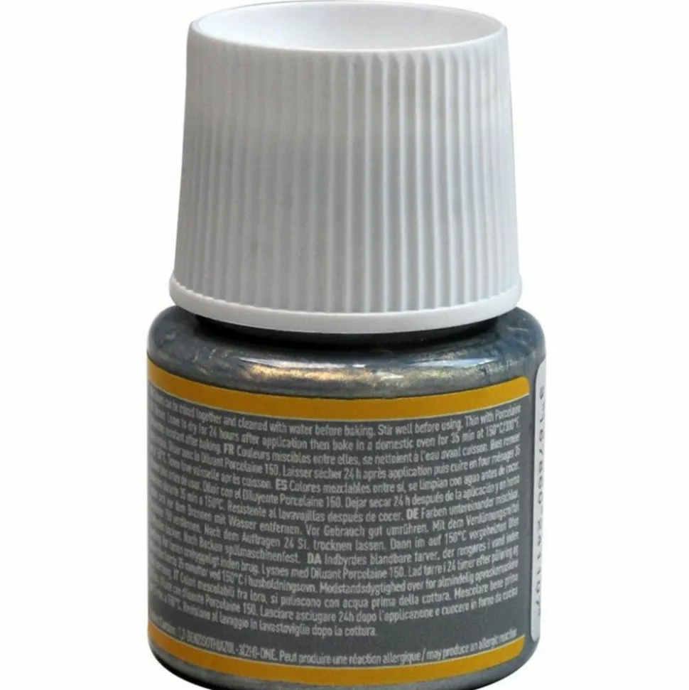 PÉBÉO - Peinture à l'eau moirée pour porcelaine - argent - 45 ml