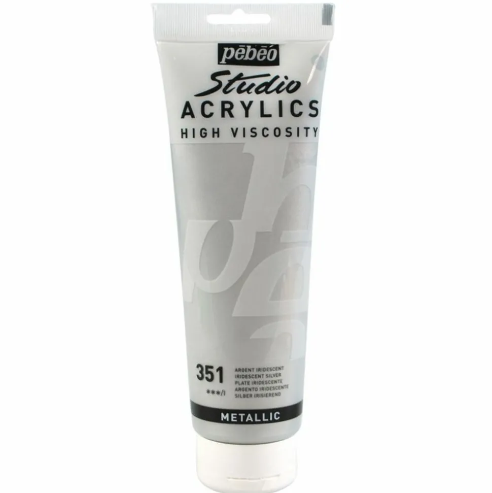 PÉBÉO - Peinture acrylique métallique - argent - 250 ml