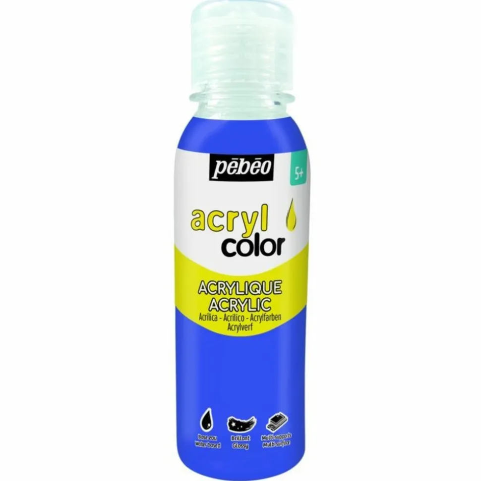 PÉBÉO - Peinture acrylique multi-surfaces - bleu - 150 ml