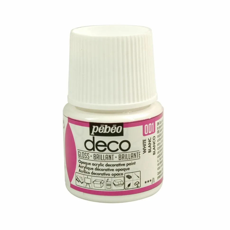 PÉBÉO - Peinture acrylique opaque brillante - blanc - 45 ml