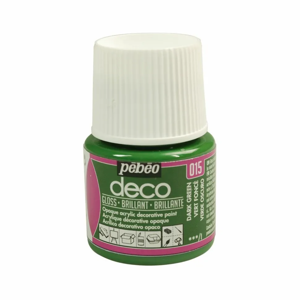 PÉBÉO - Peinture acrylique opaque brillante - vert foncé - 45 ml