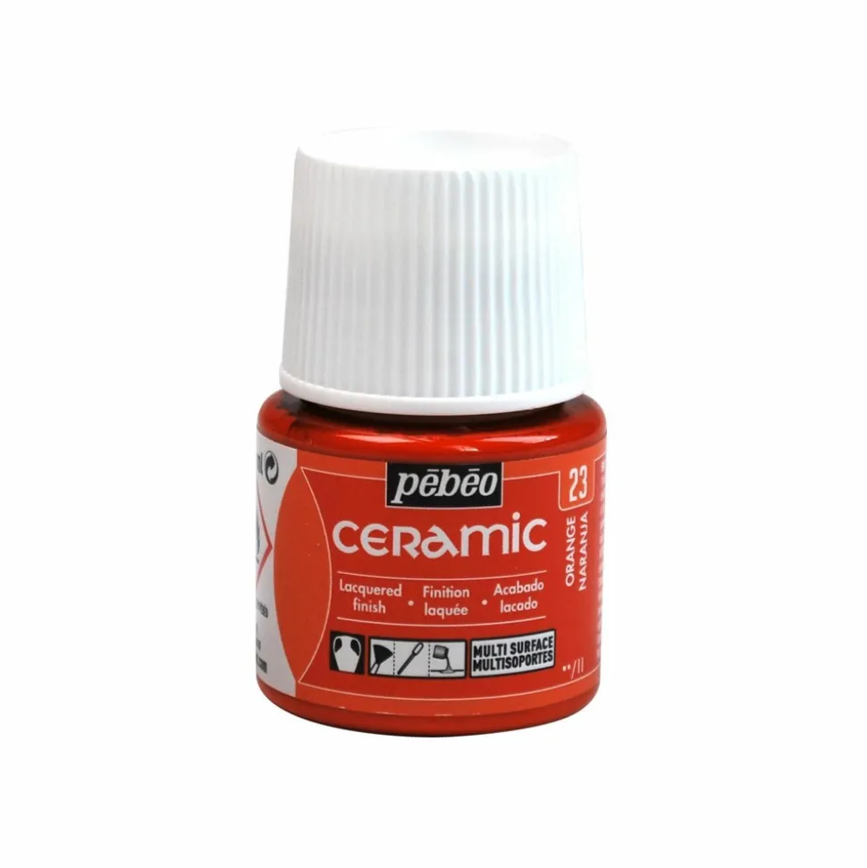 PÉBÉO - Peinture céramique et multi-surfaces - orange - 45 ml