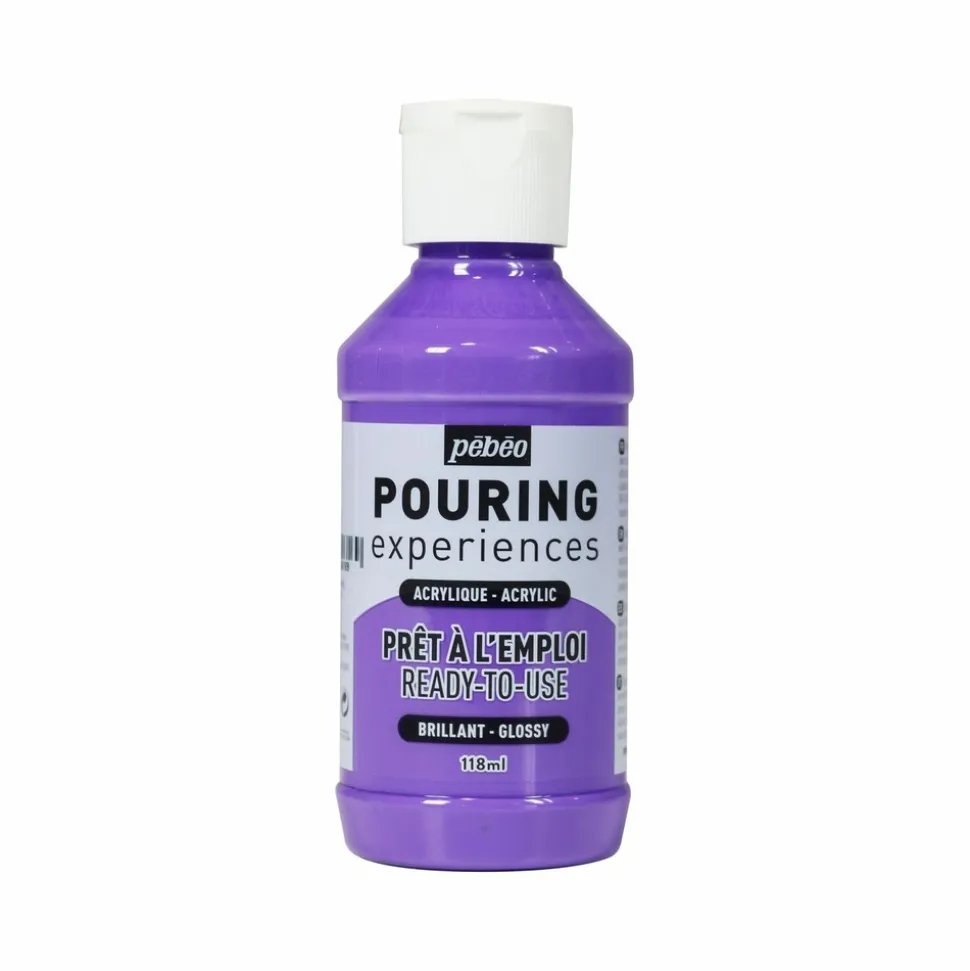 PÉBÉO - Peinture pouring acrylique brillante - violet clair - 118 ml