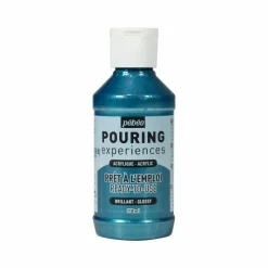PÉBÉO - Peinture pouring acrylique brillante - bleu cobalt - 118 ml