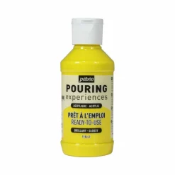PÉBÉO - Peinture pouring acrylique brillante - jaune - 118 ml