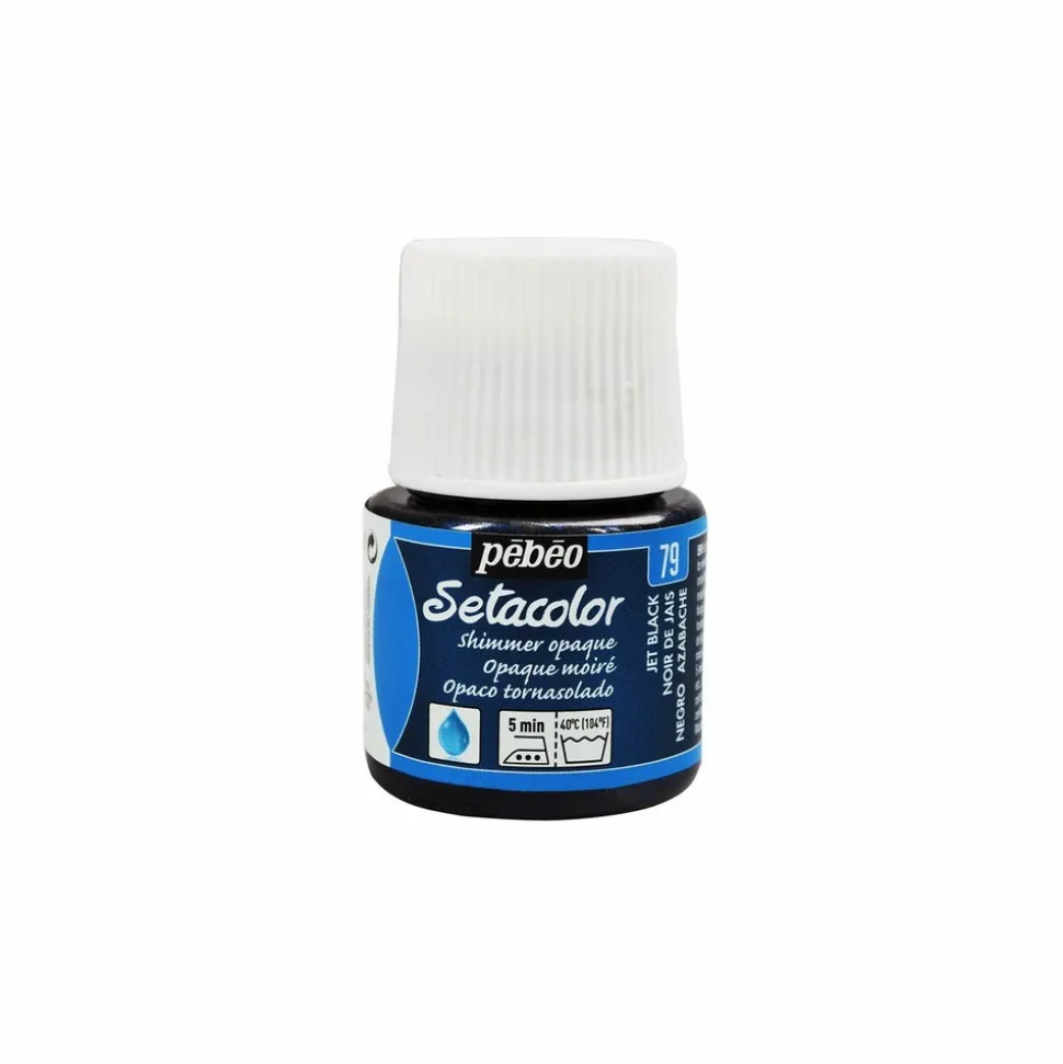 PÉBÉO - Peinture textile setacolor opaque effet métallique - noir de jais - 45 ml