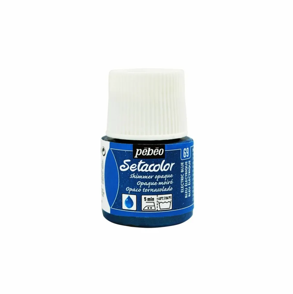 PÉBÉO - Peinture textile setacolor opaque effet métallique - bleu électrique - 45 ml