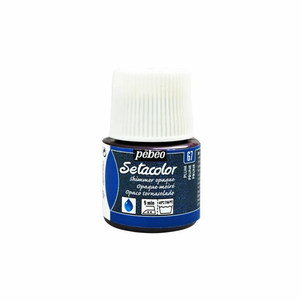 PÉBÉO - Peinture textile setacolor opaque effet métallique - prune - 45 ml