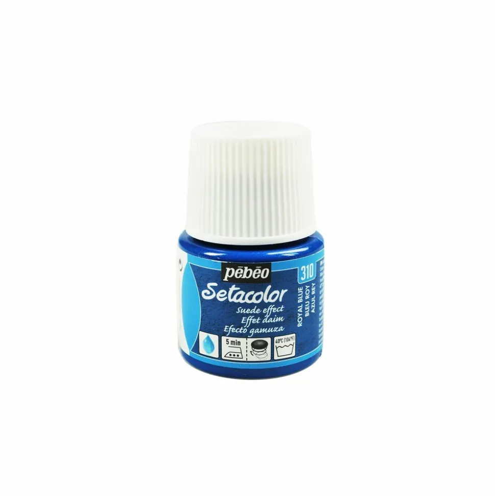 PÉBÉO - Peinture textile setacolor opaque effet daim - bleu roi - 45 ml