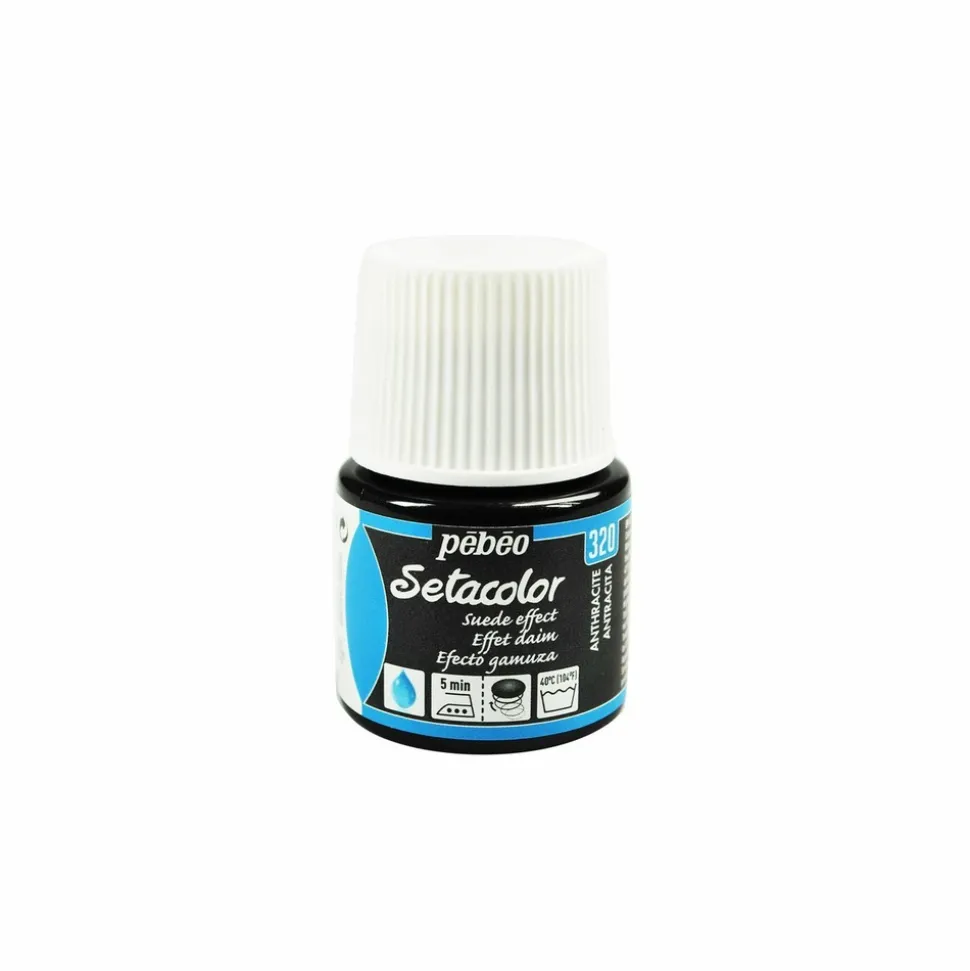 PÉBÉO - Peinture textile setacolor opaque effet daim - anthracite - 45 ml