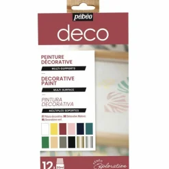 PÉBÉO - Set de 12 peintures base eau multi-supports - 12 x 20 ml