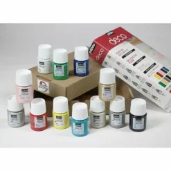 PÉBÉO - Set de 12 peintures base eau multi-supports - 12 x 20 ml