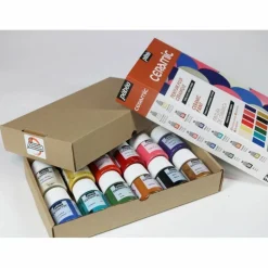 PÉBÉO - Set de 12 peintures pour céramique - 12 x 20 ml