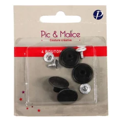 PIC ET MALICE - Boutons de jeans x4, coloris métal - 16mm