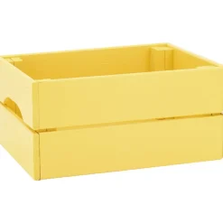 PINUS - Caisse de rangement en pin petit modèle 31 x 23 x 15 cm jaune