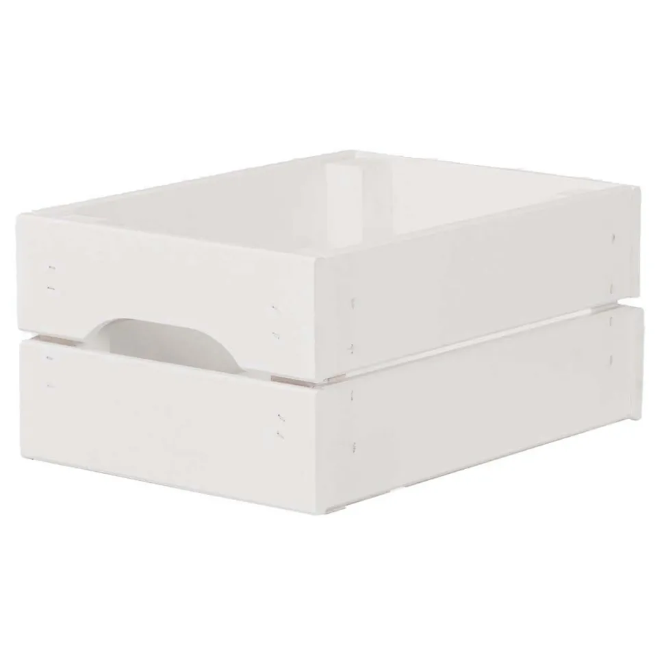 PINUS - Caisse de rangement en pin petit modèle 31 x 23 x 15 cm blanc