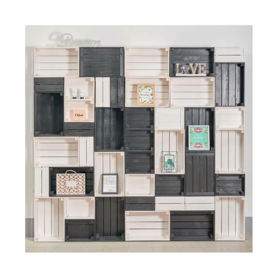 PINUS - Caisse de rangement en pin petit modèle 31 x 23 x 15 cm blanc