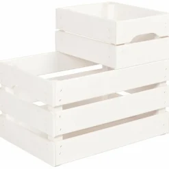 PINUS - Caisse de rangement en pin petit modèle 31 x 23 x 15 cm blanc