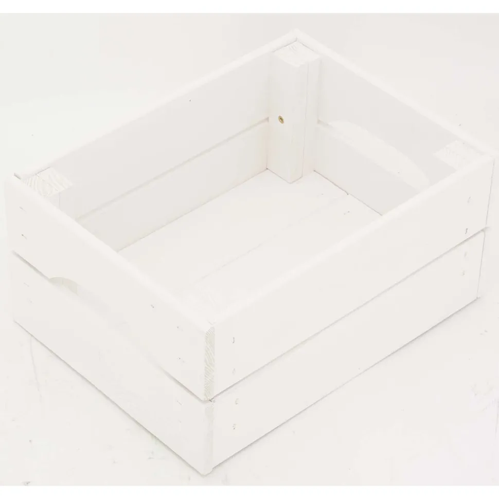 PINUS - Caisse de rangement en pin petit modèle 31 x 23 x 15 cm blanc