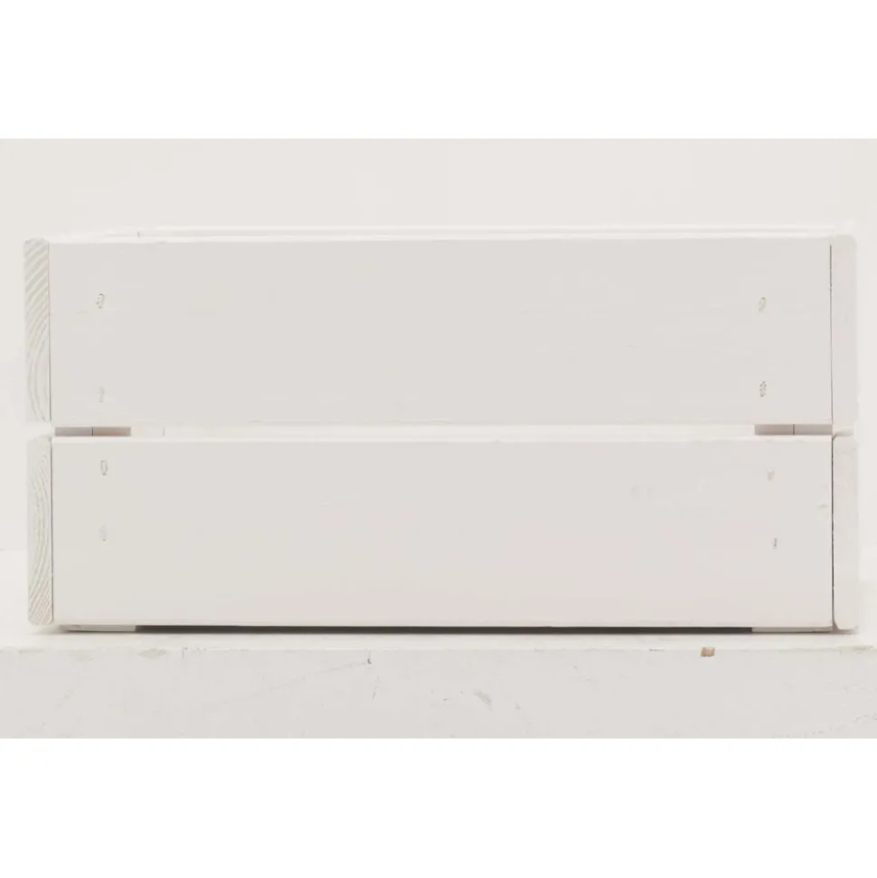 PINUS - Caisse de rangement en pin petit modèle 31 x 23 x 15 cm blanc