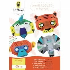 PIROUETTE CACAHOUÈTE - Kit créatif - 4 masques de la jungle à fabriquer et décorer