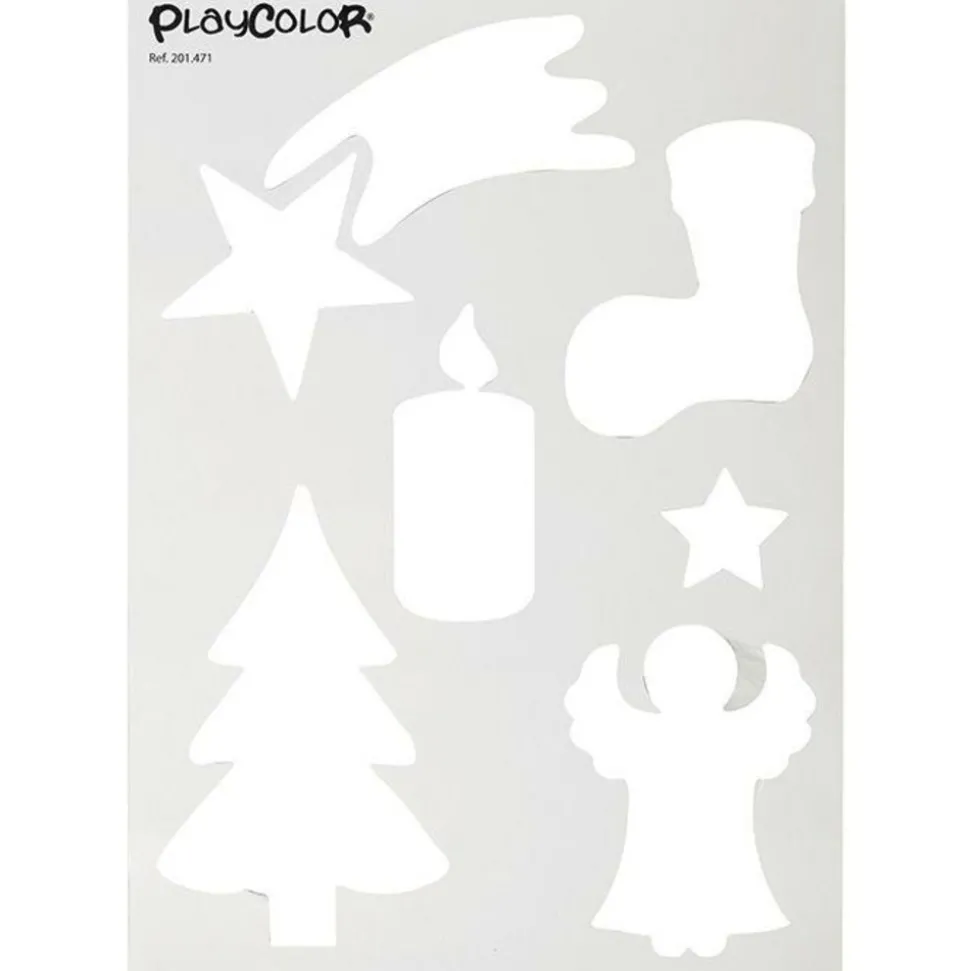 PLAYCOLOR - Coffret 6 gouaches solides + pochoirs playcolor window pour peinture sur verre