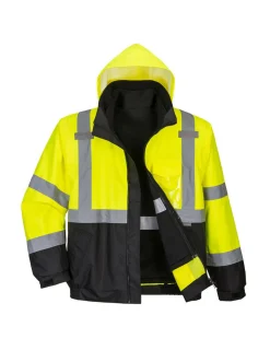 PORTWEST - Blouson haute visibilité premium 3 en 1 couleur : jaune/noir taille m - portwest