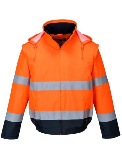 PORTWEST - Blouson hv 2-en-1 hv doublé polaire couleur : orange/marine taille s - portwest