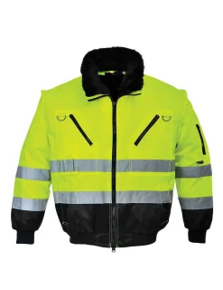PORTWEST - Blouson pilote 3 en 1 haute visibilité couleur : jaune/noir taille m - portwest
