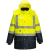 PORTWEST - Parka haute-visibilité 7-en-1 traffic contrast couleur : jaune/marine taille xs - portwest