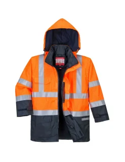 PORTWEST - Parka hv bizflame rain multi-risques couleur : orange/marine taille xxl - portwest