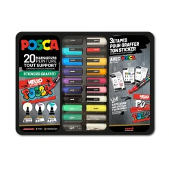 POSCA - Mallette de 20 marqueurs Posca Graffiti pour création DIY de stickers