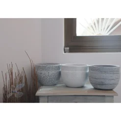 POTERIE D'ALBI - Pot d'intérieur Austral Faïence de Marbre D.20xH.16cm