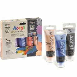 PRIMO - 5 tubes de peinture acrylique métallisée